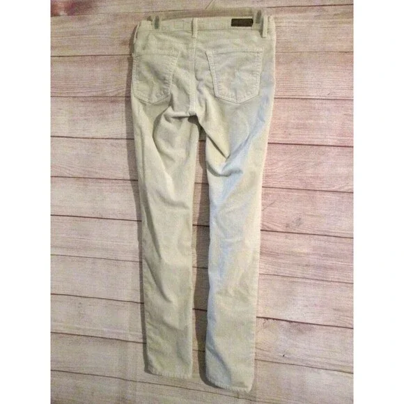 Ag Adriano Goldschmied Corduroy the Stilt Cigarette Pants Size 26 Ivory Solid - Picture 4 of 9